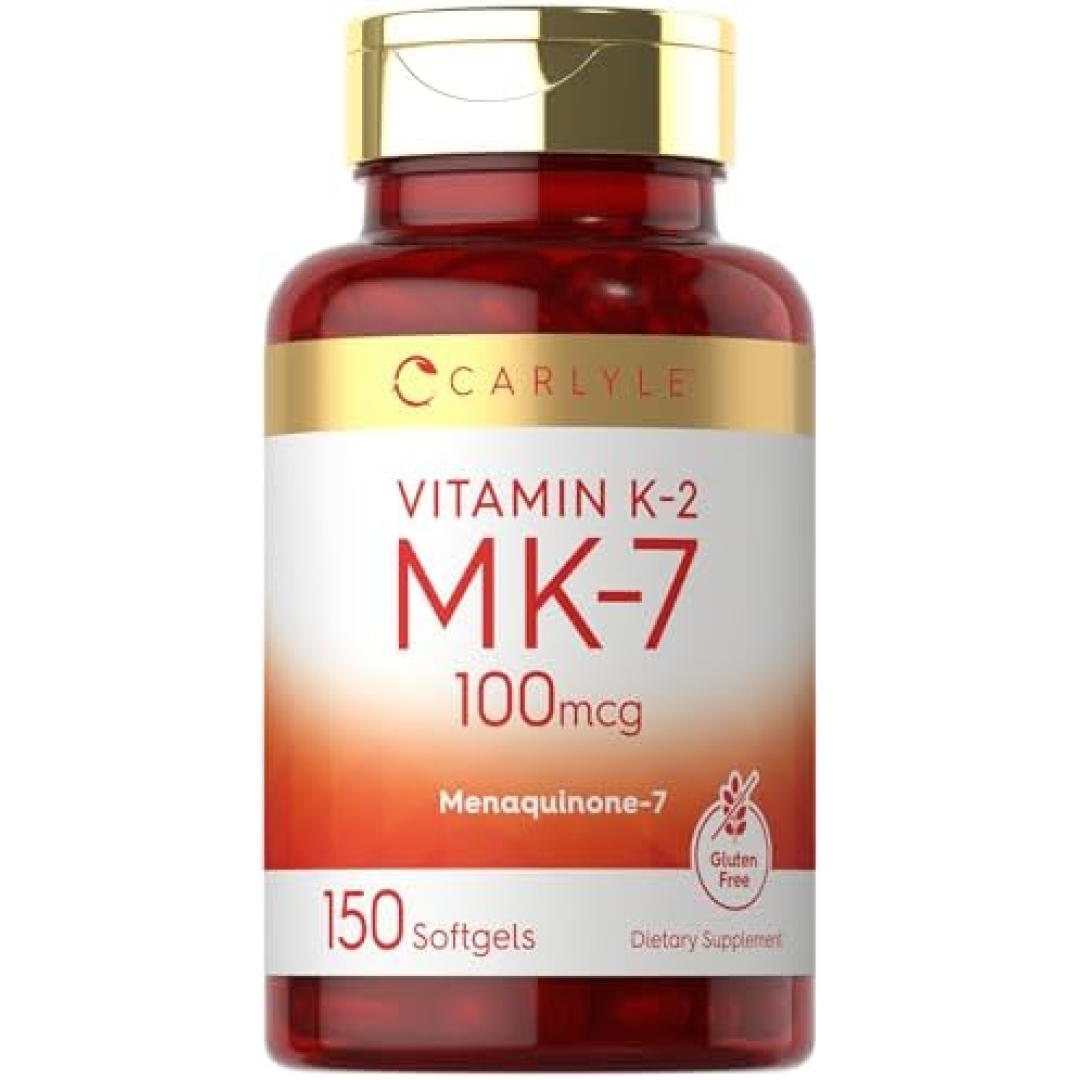 Carlyle Vitamin K2 MK7 100 mcg | 150 Softgels | Bioactive Trans-Form MK7 | Non-GMO & Gluten Free Supplement