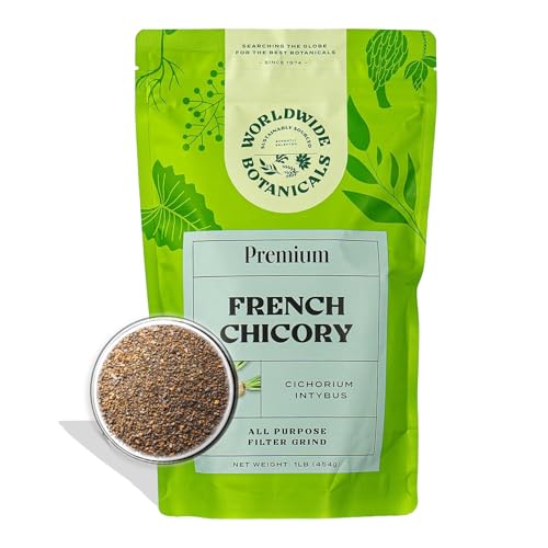 Worldwide Botanicals French Chicory Root, 1 Pound – Brew Like Coffee, Blend Roasted Chicory Root With Coffee, Prebiotic, Acid Free, Caffeine Free, Kosher