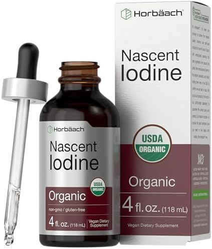 Horbäach Nascent Iodine | 325mcg | 4oz | Organic Liquid Supplement | Vegan, Non-GMO & Gluten Free Vitamin