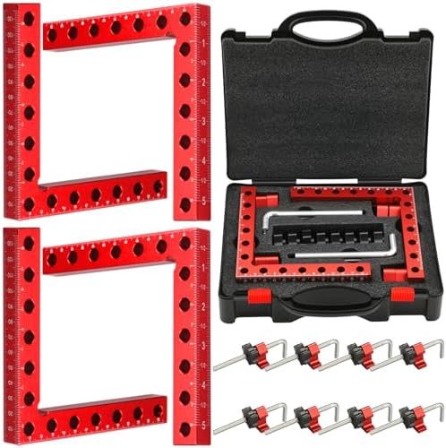 4 Pack 5.5″ 90 Degree Corner Clamps for Woodworking with Box | Right Angle Aluminum Clamping Squares, Woodworking Tool for Frames, Boxes, Cabinets & Drawers. Great Gift for Woodworker, Dad