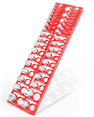 57 Pcs Nut and Bolt Thread Checker – 21 Standard + 17 Metric Thread Gauges | 19 Drill Bit Gauges, Wall-Mountable Bolt Size Finder for Fastener & Drill Bit Identification